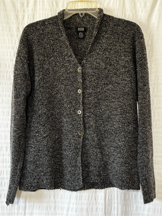 Eileen Fisher Sweaters - Vintage Eileen Fisher Wool Cashmere Slub Knit Button-down Cardigan Gray Sz Small